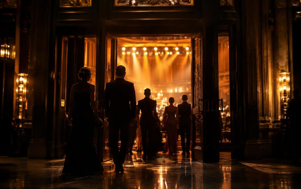 Aankomst bij een sfeervol theater